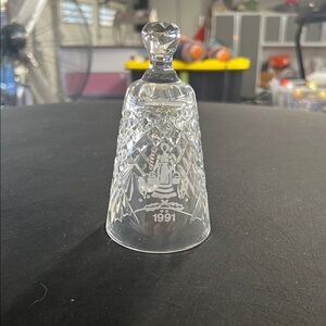 1991 Waterford Crystal Clear Bell with Engraved Design
